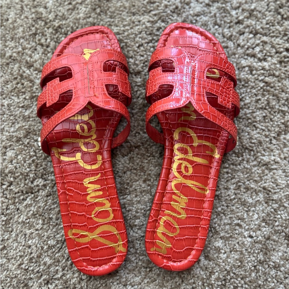 Sam Edelman Orange Croc Bay slide